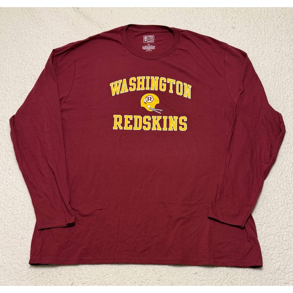 Fanatics Mens Washington Redskins T-shirt Graphic Tee Long Sleeve 3XL Burgundy